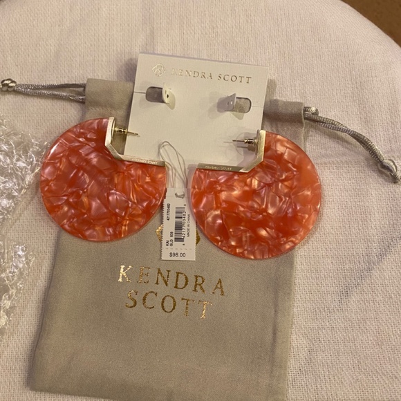 REGULAR $98 Kendra Scott Kai Earrings Peach/Orange GORGEOUS - Picture 3 of 8